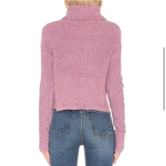 Free People Stormy Pullover Sweater Pink Purple S Cowl Neck Boucle Teddy Crop - Picture 4 of 16